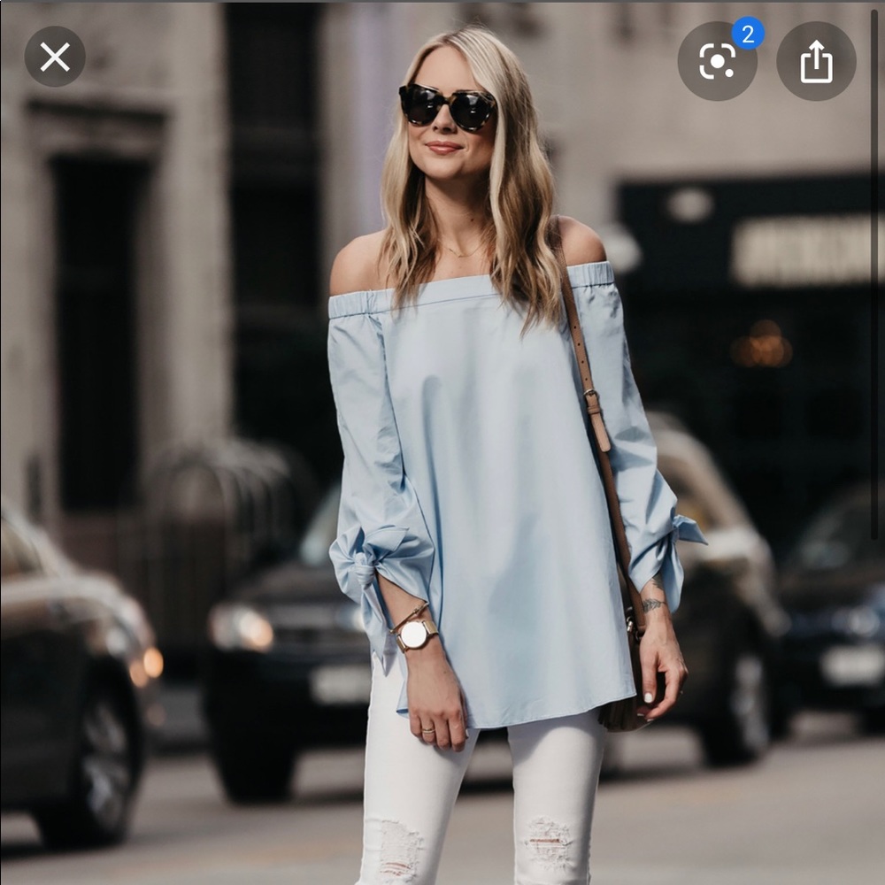 Tibi off the shoulder top sky blue size 0